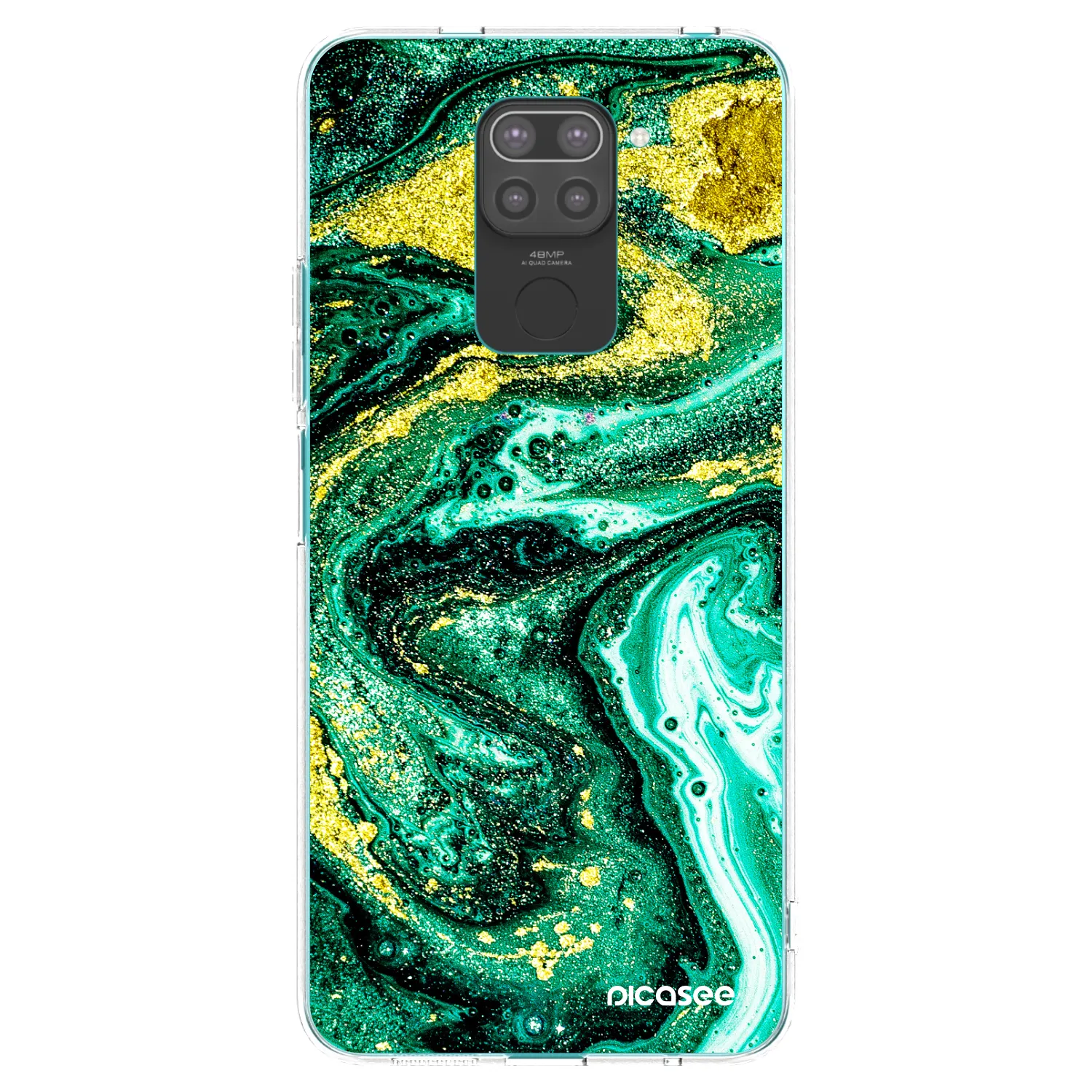 Picasee silikónový čierny obal pre Xiaomi Redmi Note 9 - Green Gold
