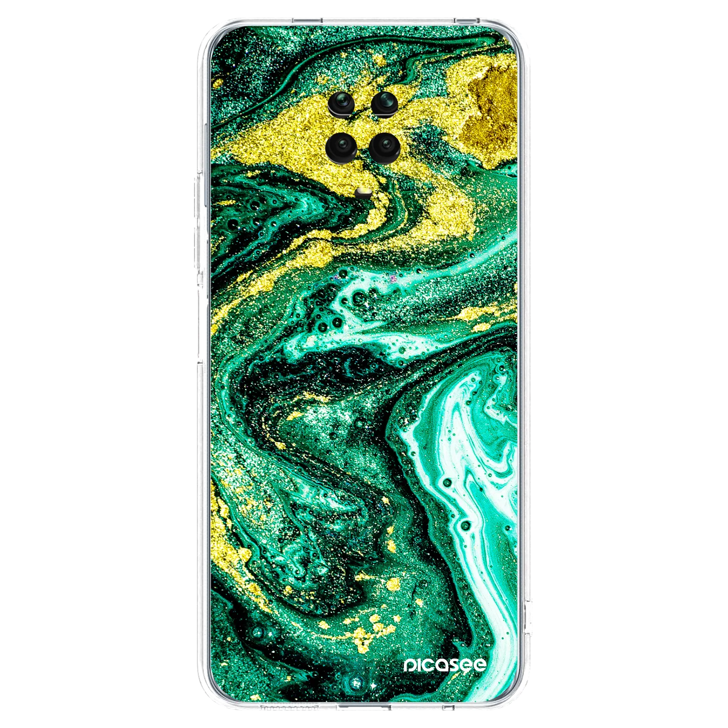 Picasee silikónový prehľadný obal pre Xiaomi Redmi Note 9S - Green Gold