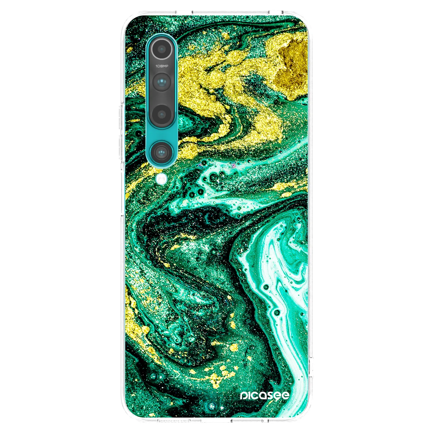 Picasee silikónový prehľadný obal pre Xiaomi Mi 10 - Green Gold