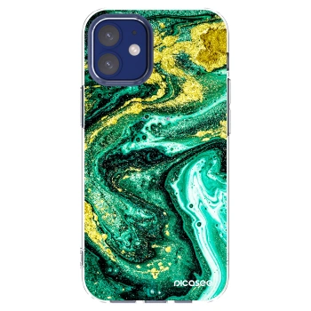 Picasee silikónový prehľadný obal pre Apple iPhone 12 mini - Green Gold