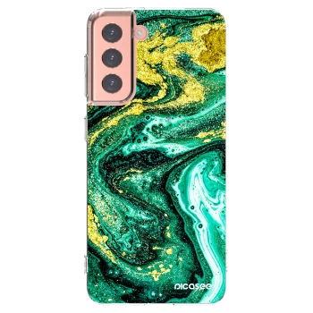 Picasee silikónový prehľadný obal pre Samsung Galaxy S21 5G G991B - Green Gold