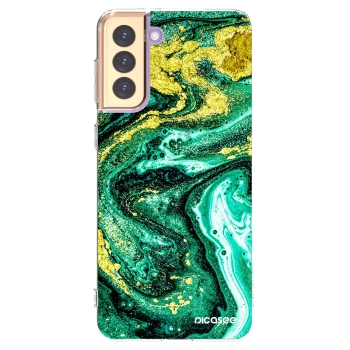 Picasee silikónový prehľadný obal pre Samsung Galaxy S21+ 5G G996F - Green Gold