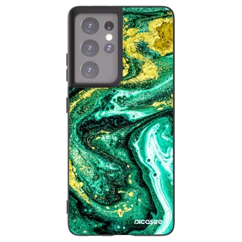 Picasee silikónový čierny obal pre Samsung Galaxy S21 Ultra 5G G998B - Green Gold