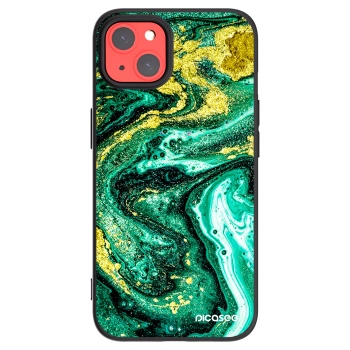 Picasee silikónový čierny obal pre Apple iPhone 13 - Green Gold