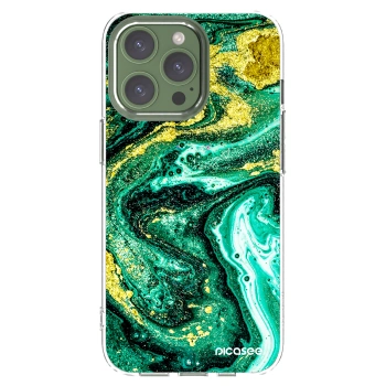 Picasee silikónový prehľadný obal pre Apple iPhone 13 Pro - Green Gold