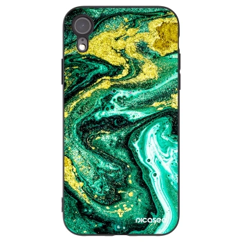 Picasee silikónový čierny obal pre Apple iPhone XR - Green Gold