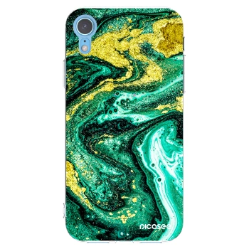Picasee silikónový prehľadný obal pre Apple iPhone XR - Green Gold