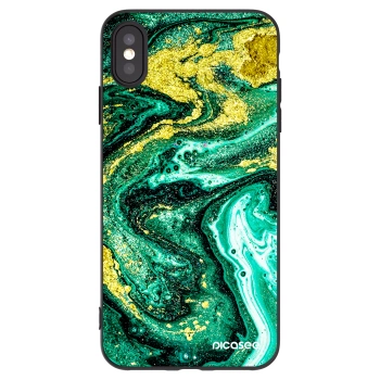 Picasee silikónový čierny obal pre Apple iPhone XS Max - Green Gold