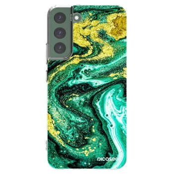 Picasee silikónový prehľadný obal pre Samsung Galaxy S22+ 5G - Green Gold