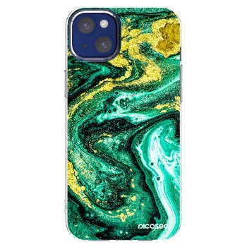Picasee silikónový prehľadný obal pre Apple iPhone 14 Plus - Green Gold