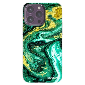 Picasee silikónový prehľadný obal pre Apple iPhone 14 Pro Max - Green Gold