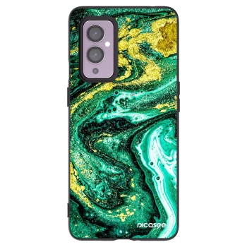 Picasee silikónový čierny obal pre OnePlus 9 - Green Gold