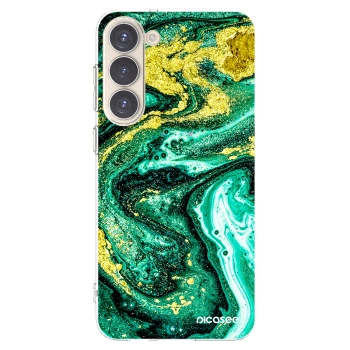 Picasee silikónový prehľadný obal pre Samsung Galaxy S23+ 5G - Green Gold