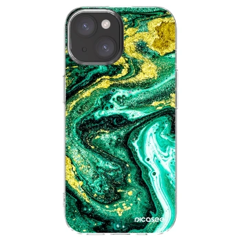 Picasee silikónový prehľadný obal pre Apple iPhone 15 - Green Gold
