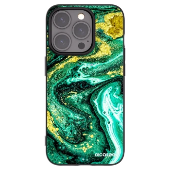 Picasee silikónový čierny obal pre Apple iPhone 15 Pro - Green Gold