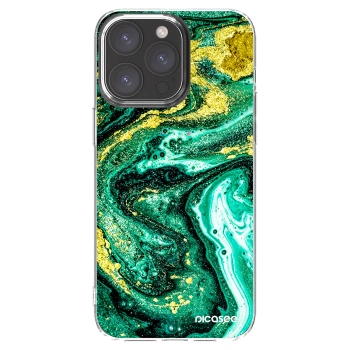 Picasee silikónový prehľadný obal pre Apple iPhone 15 Pro Max - Green Gold
