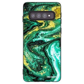 Picasee silikónový čierny obal pre Samsung Galaxy S10 G973 - Green Gold