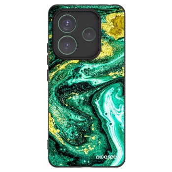 Picasee silikónový čierny obal pre Xiaomi Redmi Note 14 5G - Green Gold