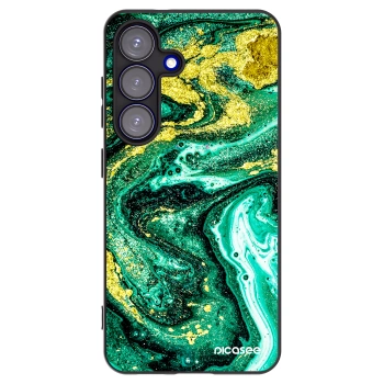 Picasee silikónový čierny obal pre Samsung Galaxy S25 5G - Green Gold