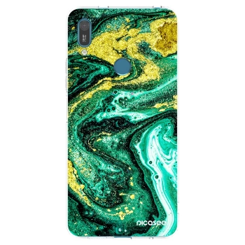 Picasee silikónový prehľadný obal pre Huawei Y7 2019 - Green Gold