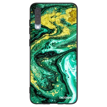 Picasee silikónový čierny obal pre Samsung Galaxy A70 A705F - Green Gold