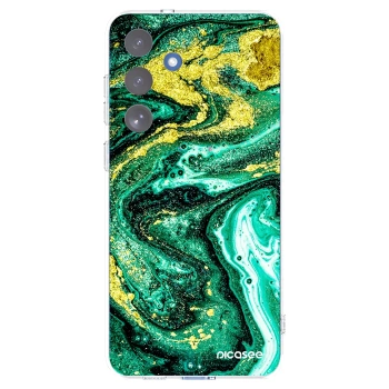 Picasee silikónový prehľadný obal pre Samsung Galaxy S25 FE 5G - Green Gold