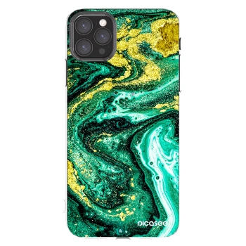 Picasee silikónový prehľadný obal pre Apple iPhone 11 Pro Max - Green Gold
