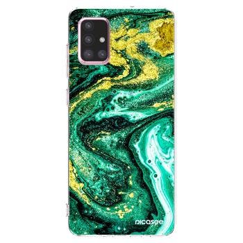 Picasee silikónový prehľadný obal pre Samsung Galaxy A71 A715F - Green Gold