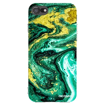 Picasee silikónový prehľadný obal pre Apple iPhone SE 2020 - Green Gold