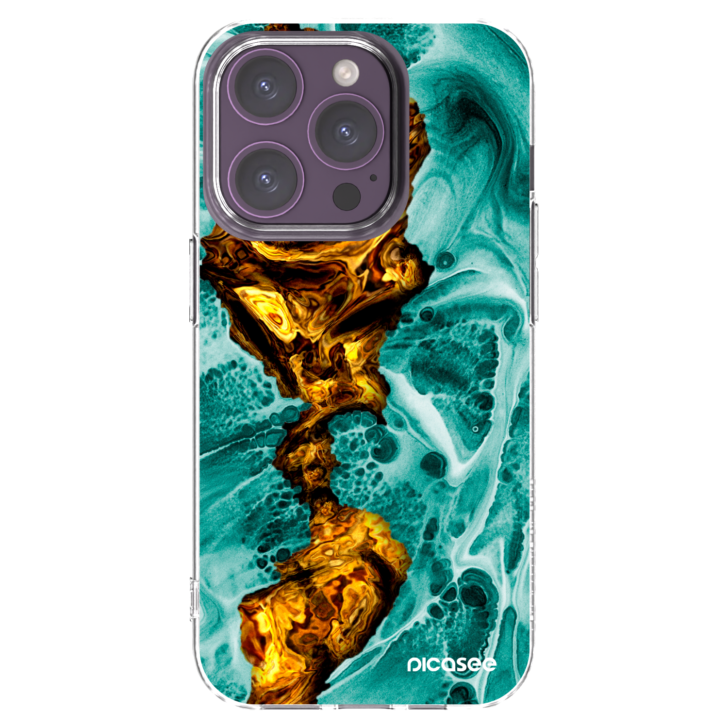 Picasee silikónový prehľadný obal pre Apple iPhone 14 Pro - Goldsky