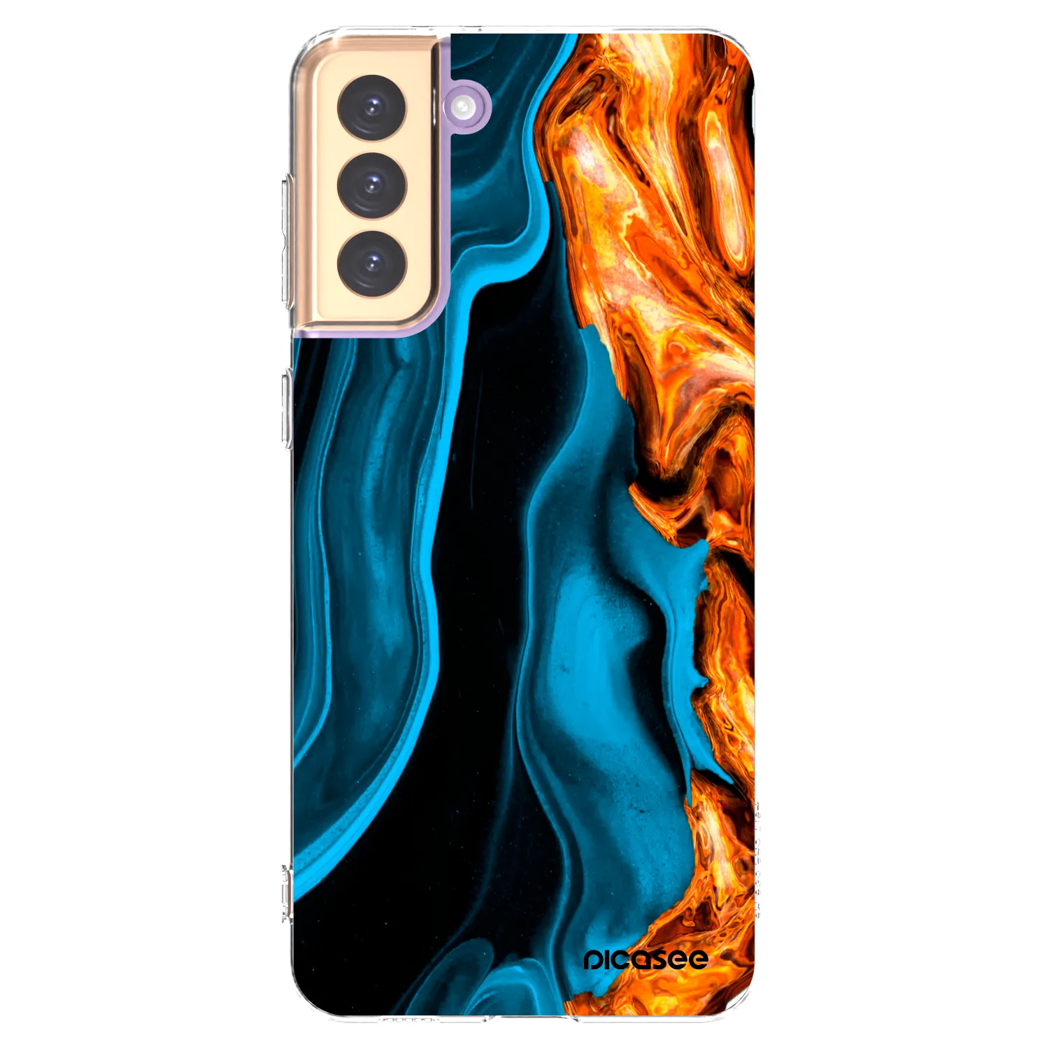 Picasee silikónový prehľadný obal pre Samsung Galaxy S21+ 5G G996F - Gold blue