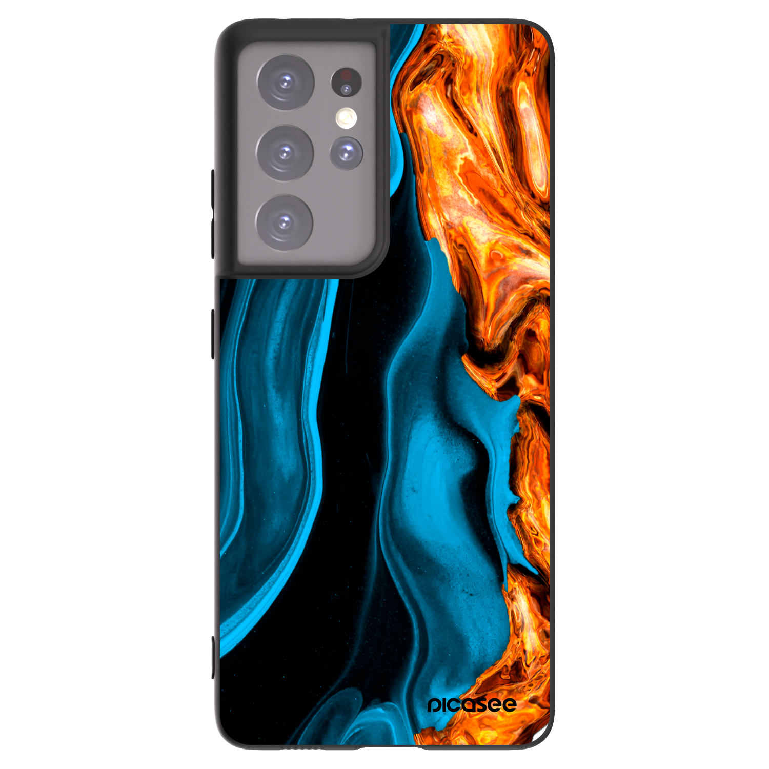 Picasee silikónový čierny obal pre Samsung Galaxy S21 Ultra 5G G998B - Gold blue