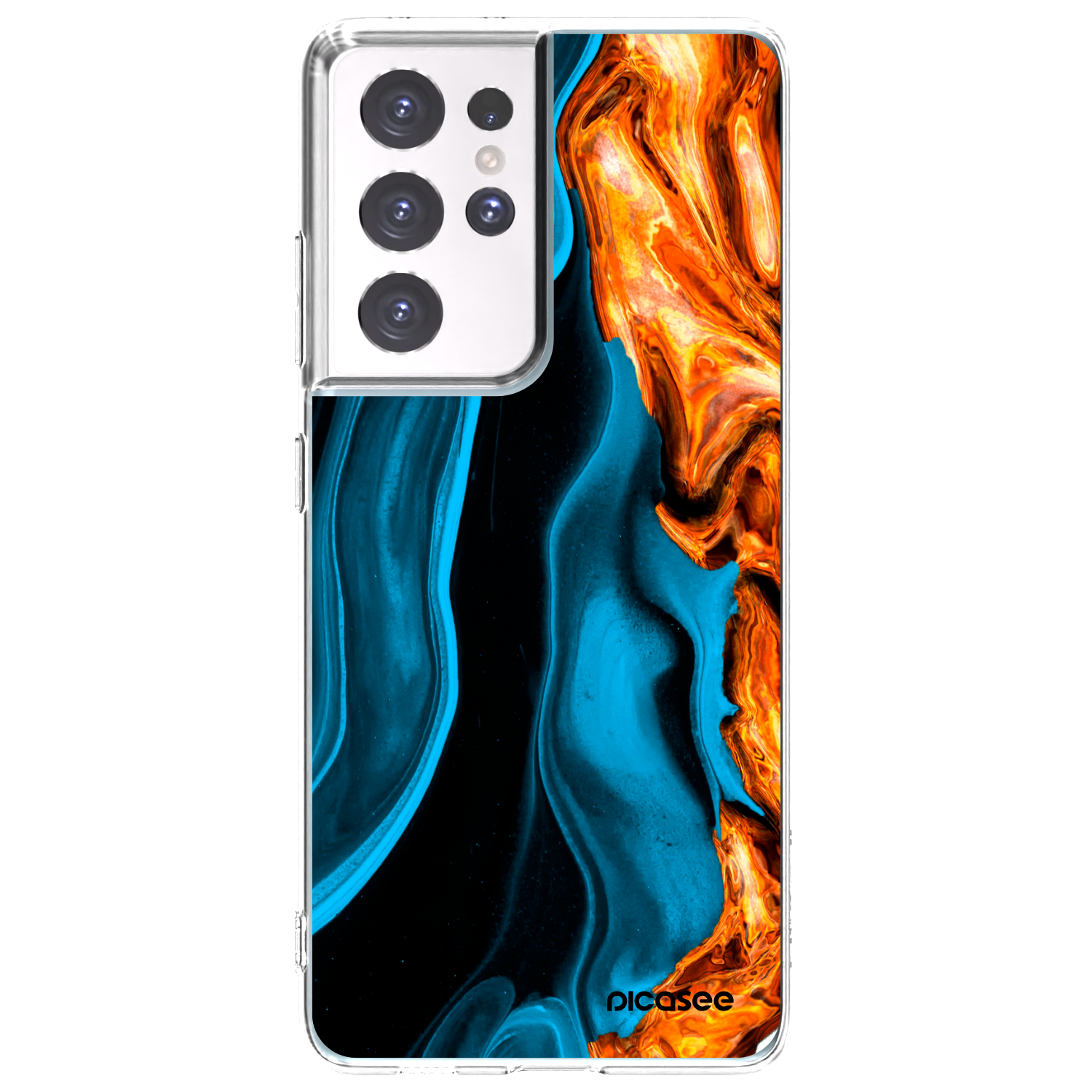 Picasee silikónový prehľadný obal pre Samsung Galaxy S21 Ultra 5G G998B - Gold blue