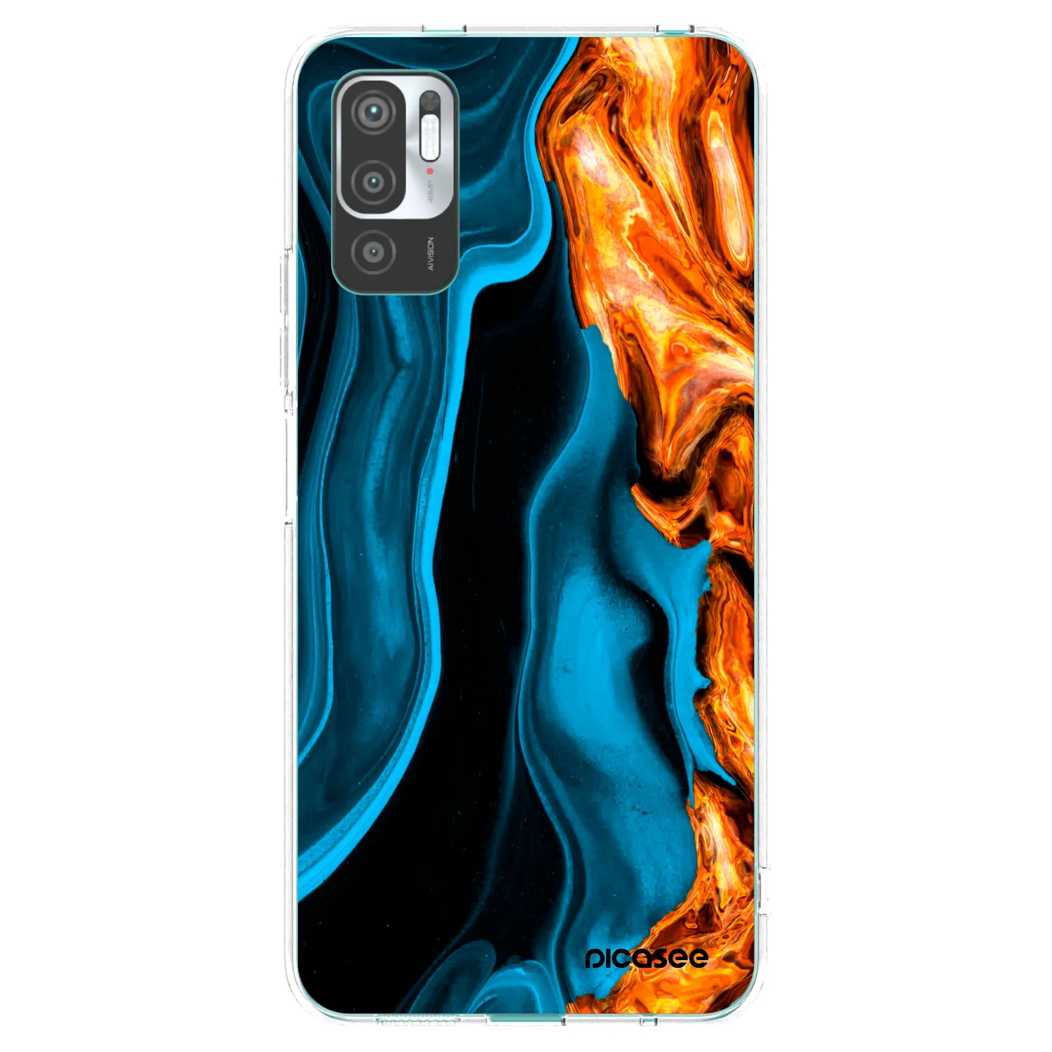 Picasee silikónový prehľadný obal pre Xiaomi Redmi Note 10 5G - Gold blue