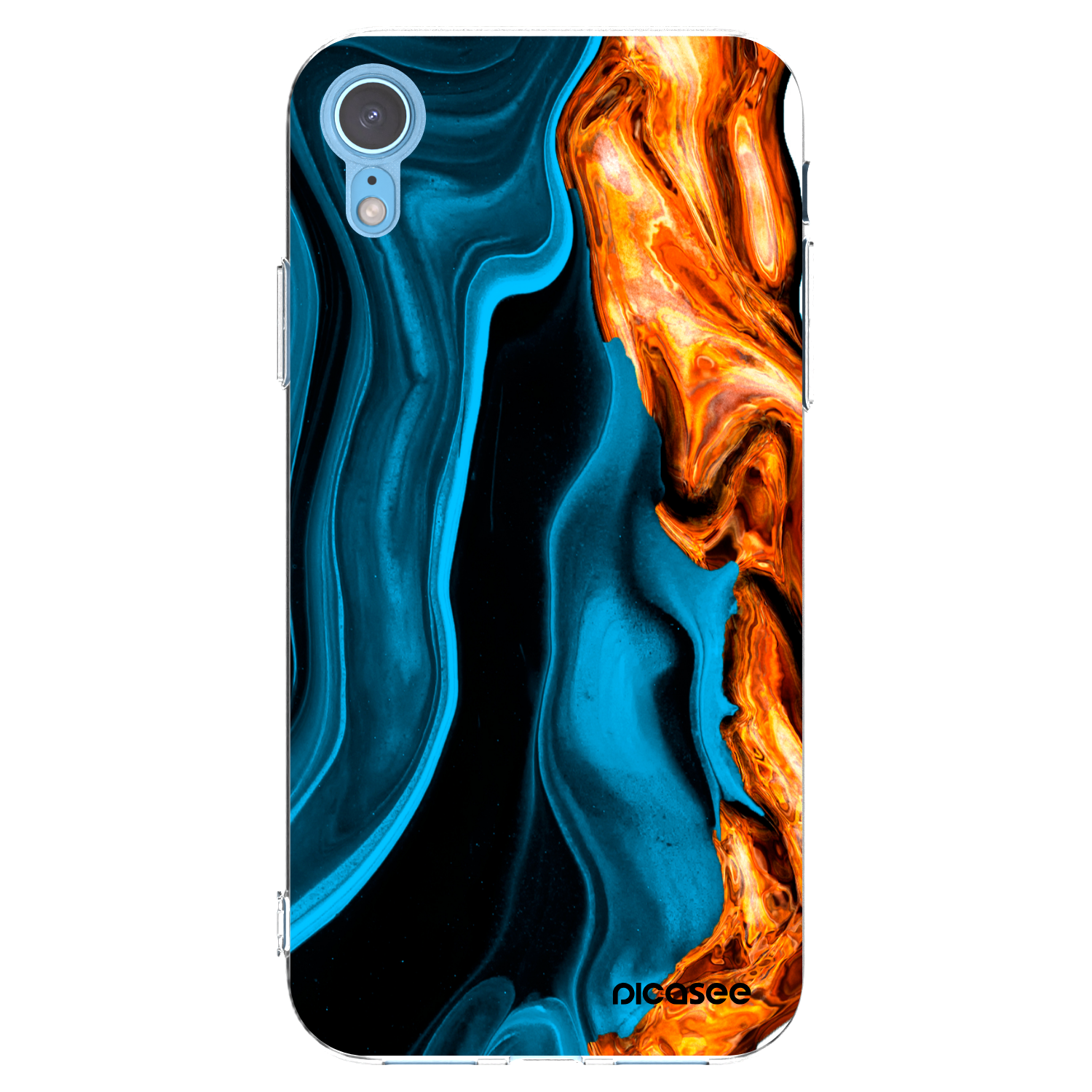 Picasee silikónový prehľadný obal pre Apple iPhone XR - Gold blue