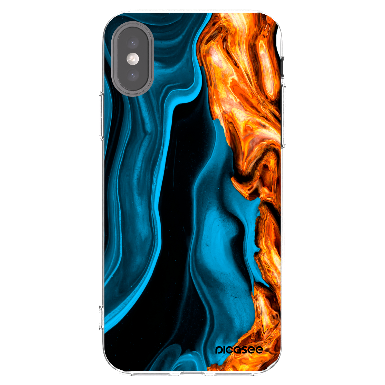 Picasee silikónový prehľadný obal pre Apple iPhone X/XS - Gold blue