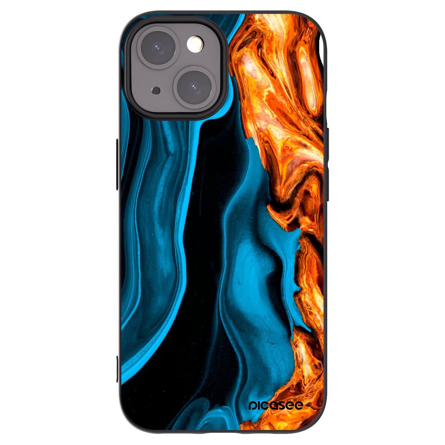 Silikónový čierny obal pre Apple iPhone 15 - Gold blue