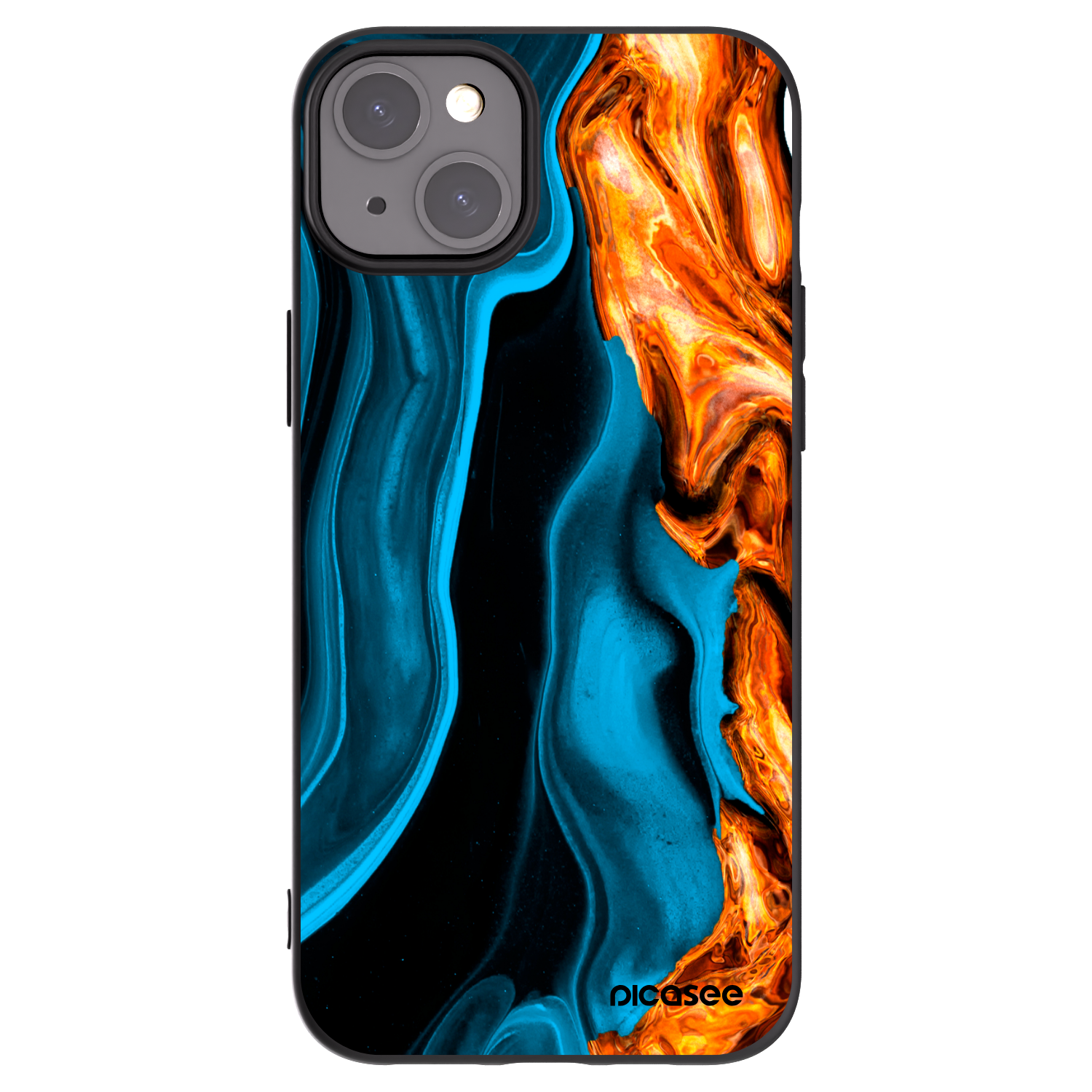 Picasee silikónový čierny obal pre Apple iPhone 15 Plus - Gold blue