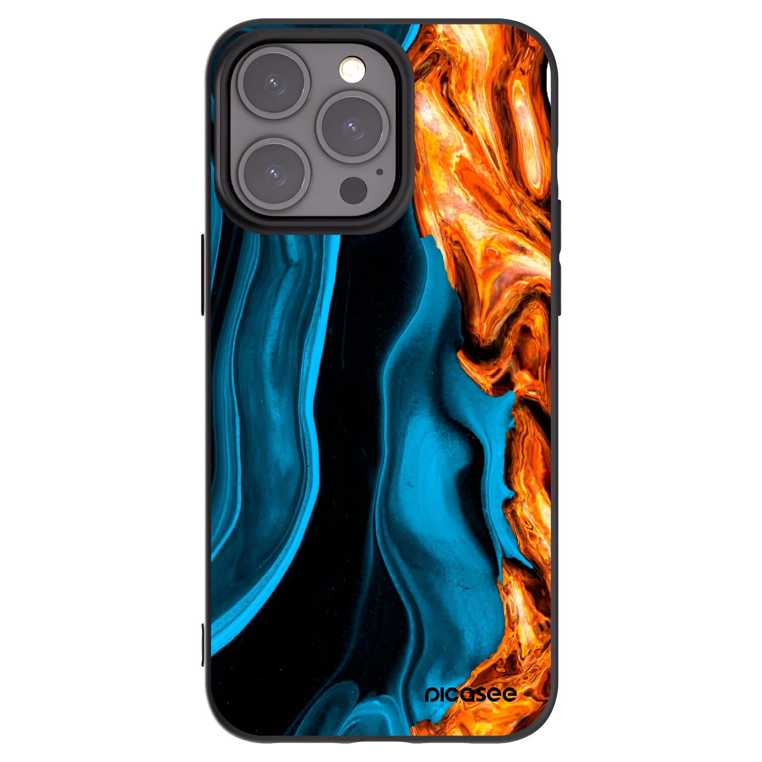 Picasee silikónový čierny obal pre Apple iPhone 15 Pro Max - Gold blue