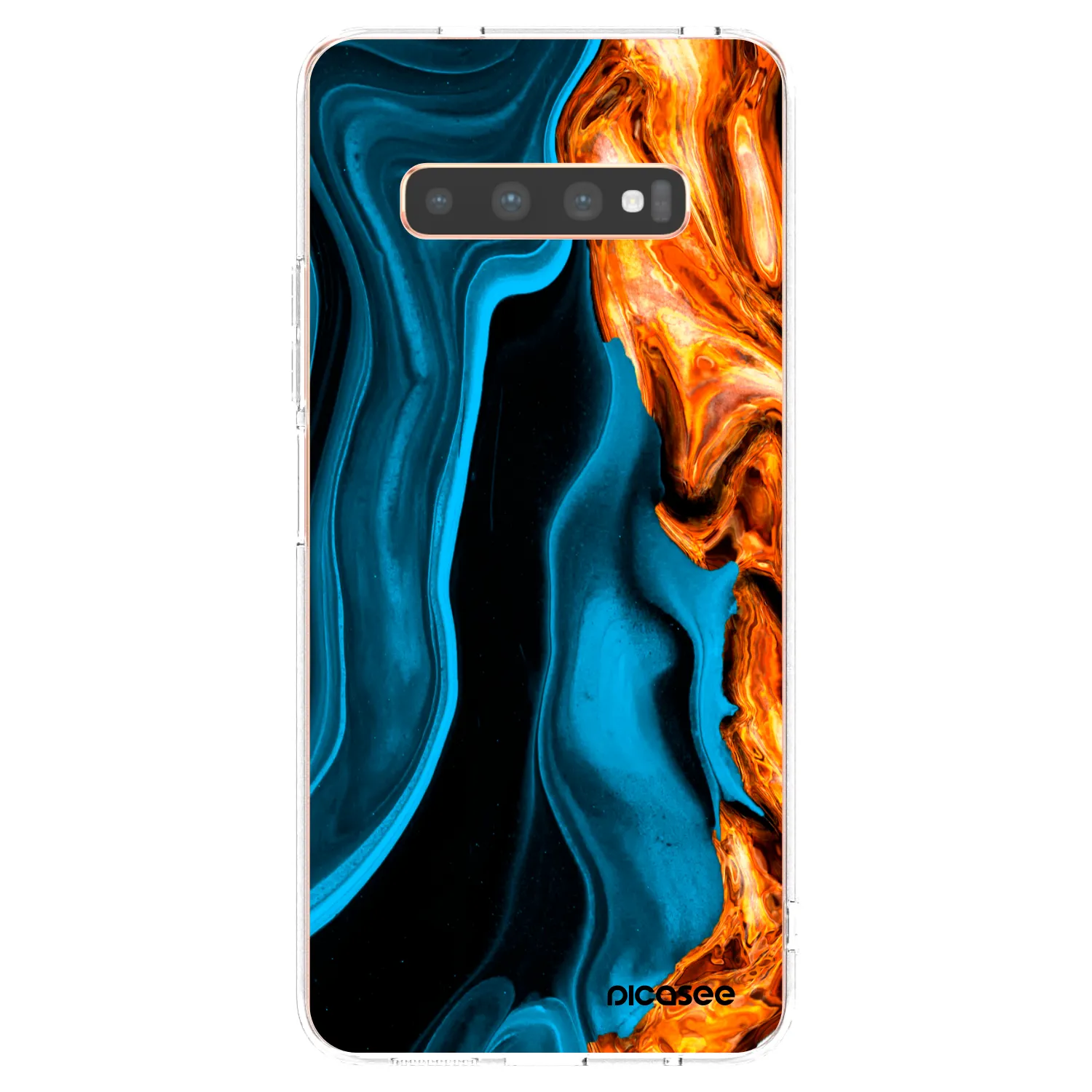 Picasee silikónový prehľadný obal pre Samsung Galaxy S10 Plus G975 - Gold blue