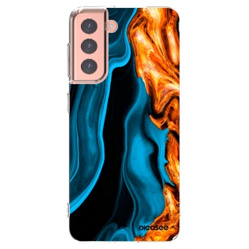 Picasee silikónový prehľadný obal pre Samsung Galaxy S21 5G G991B - Gold blue
