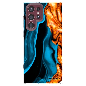 Picasee silikónový prehľadný obal pre Samsung Galaxy S22 Ultra 5G - Gold blue