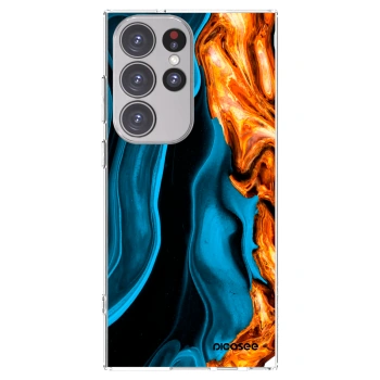 Picasee silikónový prehľadný obal pre Samsung Galaxy S23 Ultra 5G - Gold blue