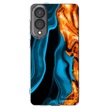 Picasee silikónový prehľadný obal pre Samsung Galaxy S25 Edge 5G - Gold blue