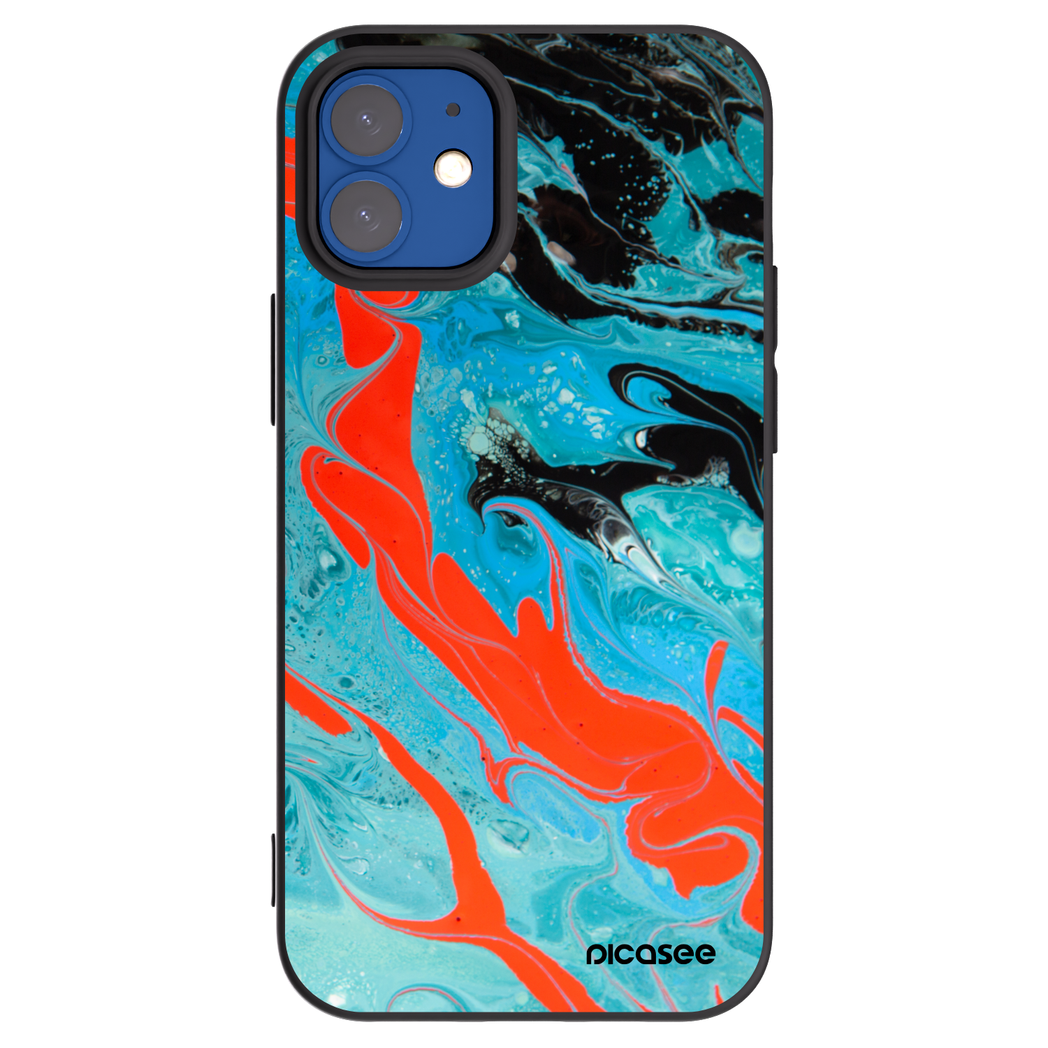 Picasee silikónový čierny obal pre Apple iPhone 12 mini - Blue Magma