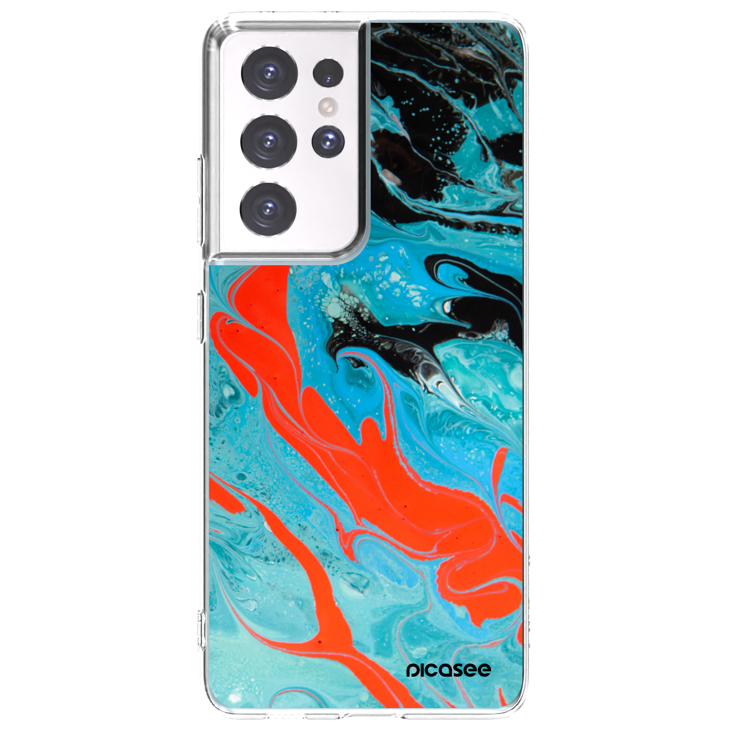 Picasee silikónový prehľadný obal pre Samsung Galaxy S21 Ultra 5G G998B - Blue Magma