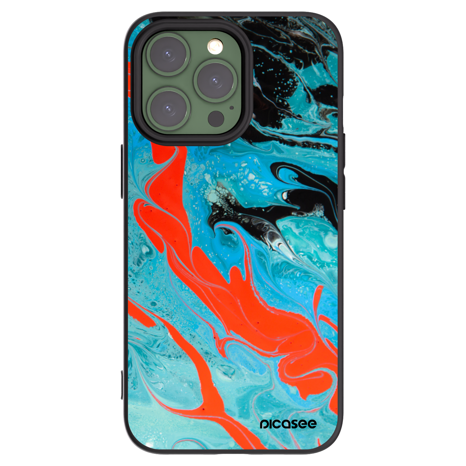 Picasee silikónový čierny obal pre Apple iPhone 13 Pro - Blue Magma