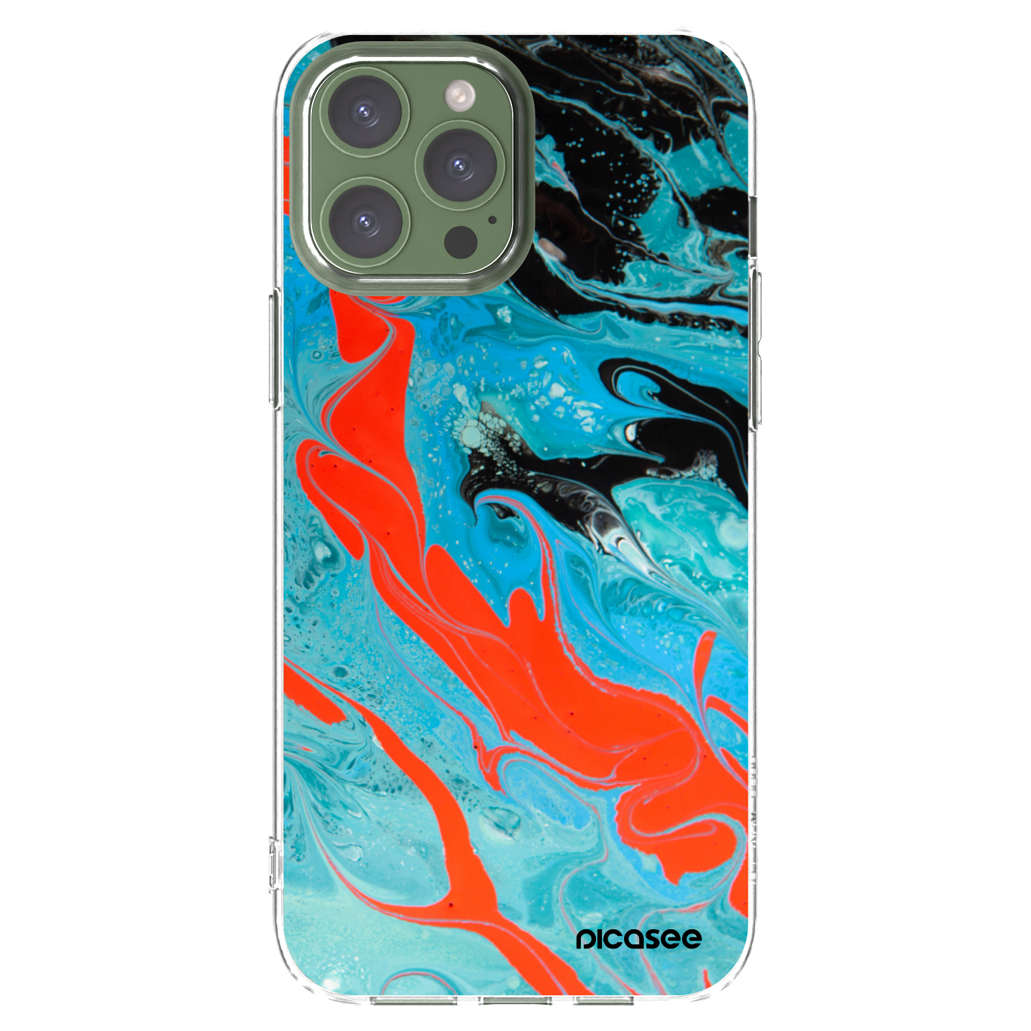 Picasee silikónový prehľadný obal pre Apple iPhone 13 Pro Max - Blue Magma
