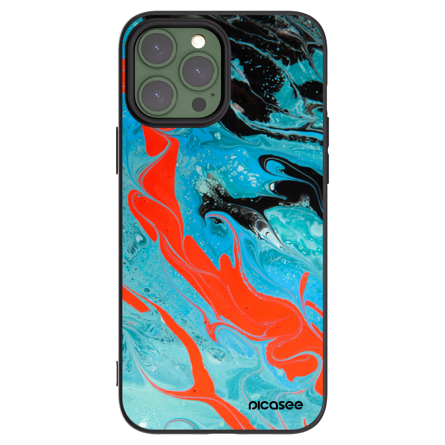 Picasee silikónový čierny obal pre Apple iPhone 13 Pro Max - Blue Magma