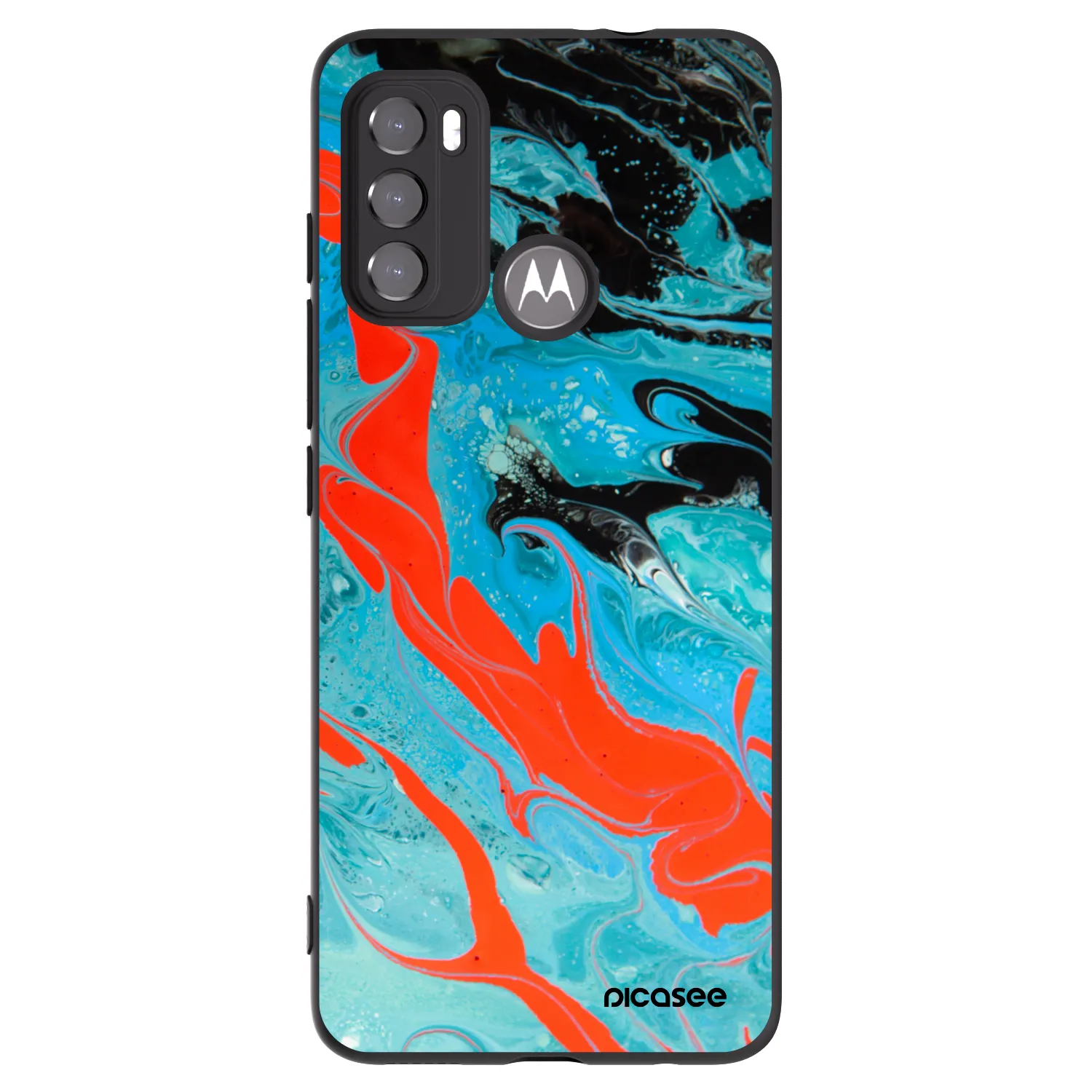 Picasee silikónový čierny obal pre Motorola Moto G60 - Blue Magma